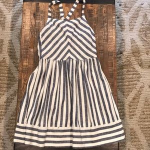 Carters Linen Dress - Denim Blue & White